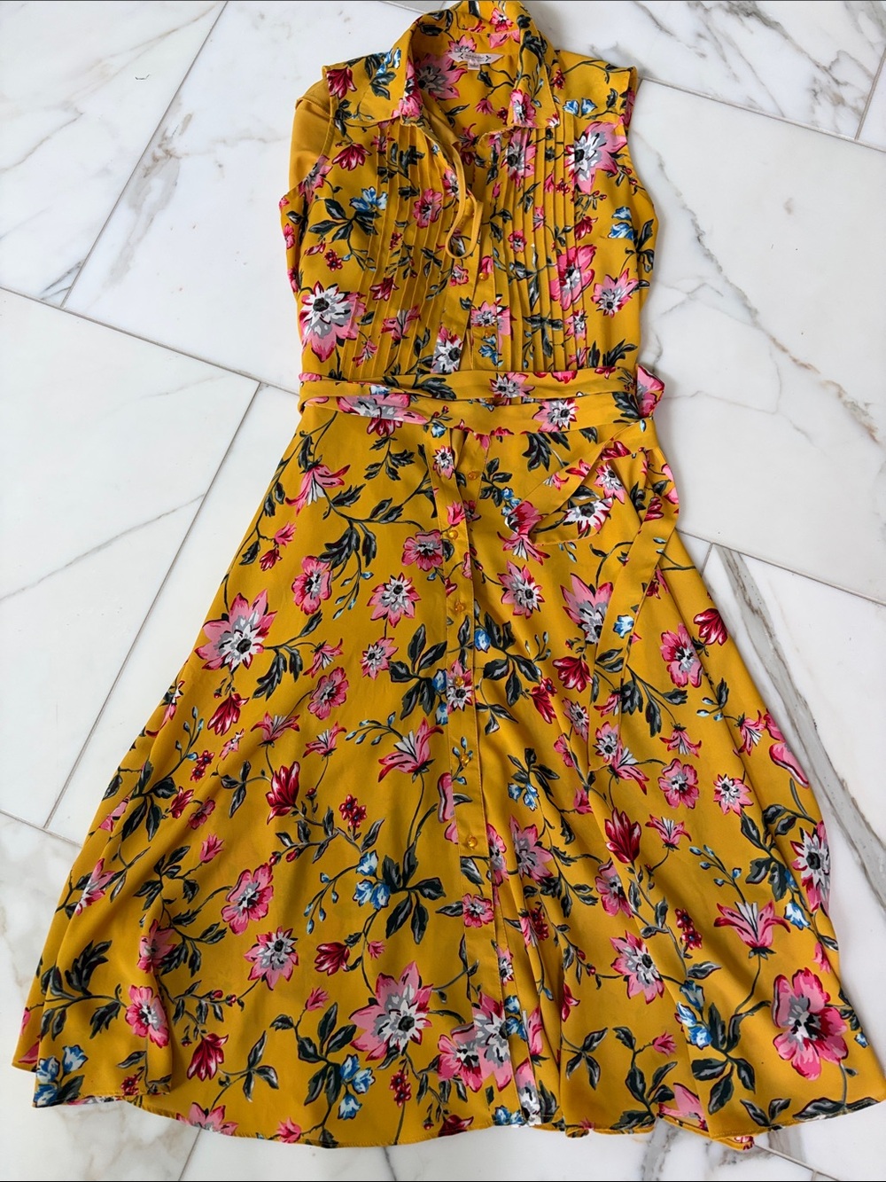 Nanette Lepore Yellow Floral Midi Shirtdress size 2.